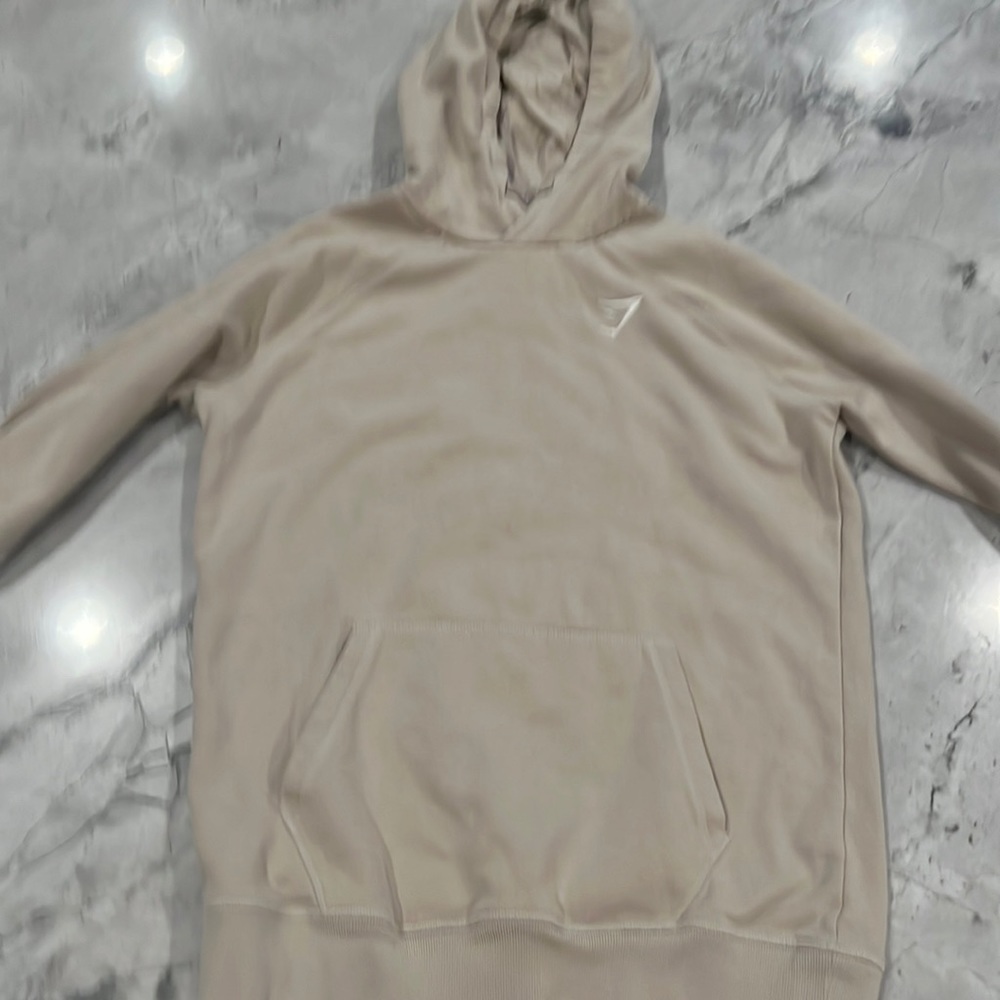 Medium, Cream color, Gym Shark Hoodie, worn
